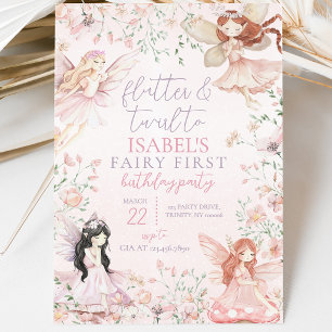 Flutter und Twirl Little Fairy Geburtstag Einladung
