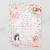 Flutter und Twirl Little Fairy Geburtstag Einladung (Vorne/Hinten)
