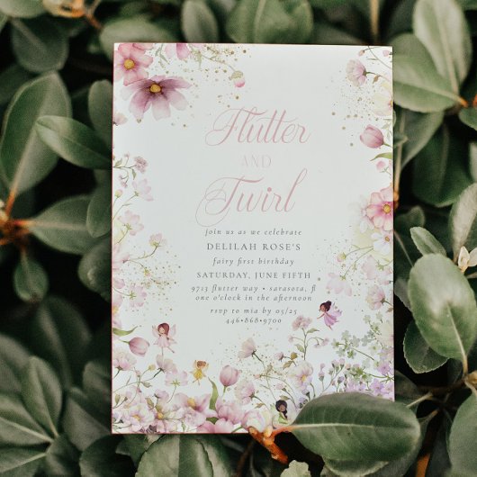 Flutter und Twirl Whimsical Magical Girls Geburtst Einladung