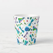 Flutter-Wasserfarben-Dragonfly-Garten-Designer Milchtasse (Vorderseite)