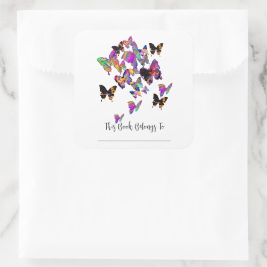 Flutterblende-Buchzeichen-Aufkleber Quadratischer Aufkleber (Tasche)