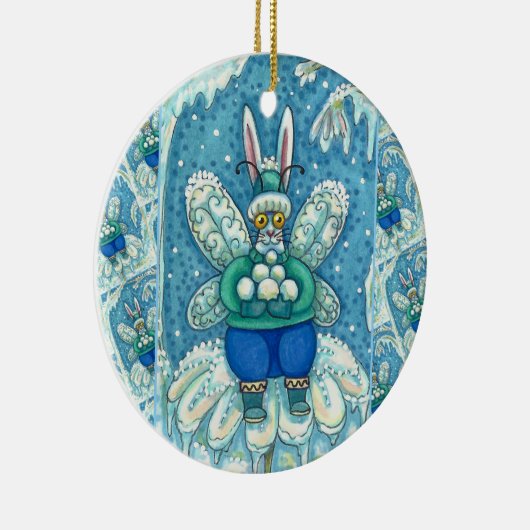 FLUTTERBUN WINTER WONDERLAND, FUNNY BUNNY RABBBIT KERAMIK ORNAMENT (Rechts)