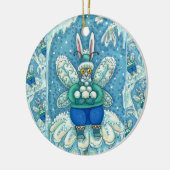 FLUTTERBUN WINTER WONDERLAND, FUNNY BUNNY RABBBIT KERAMIK ORNAMENT (Links)