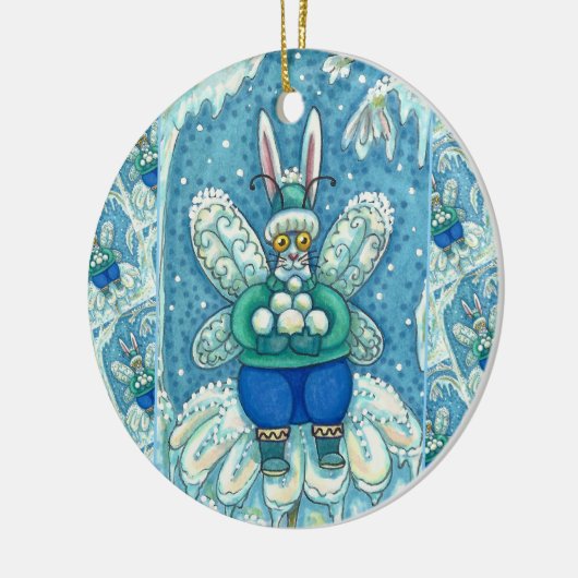 FLUTTERBUN WINTER WONDERLAND, FUNNY BUNNY RABBBIT KERAMIK ORNAMENT (Links)