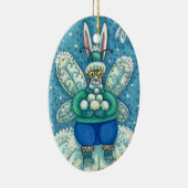 FLUTTERBUN WINTER WONDERLAND, FUNNY BUNNY RABBBIT KERAMIK ORNAMENT (Rechts)
