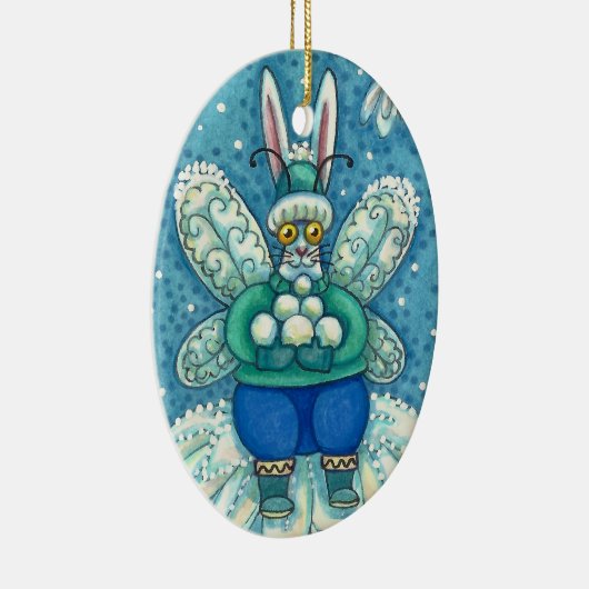 FLUTTERBUN WINTER WONDERLAND, FUNNY BUNNY RABBBIT KERAMIK ORNAMENT (Rechts)