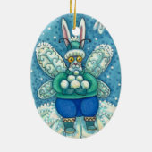FLUTTERBUN WINTER WONDERLAND, FUNNY BUNNY RABBBIT KERAMIK ORNAMENT (Hinten)