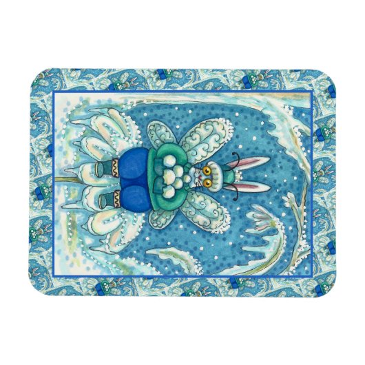 FLUTTERBUN WINTER WONDERLAND, FUNNY BUNNY RABBBIT MAGNET (Horizontal)
