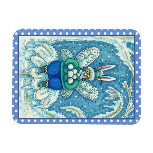 FLUTTERBUN WINTER WONDERLAND, FUNNY BUNNY RABBBIT MAGNET (Horizontal)