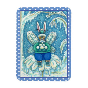 FLUTTERBUN WINTER WONDERLAND, FUNNY BUNNY RABBBIT MAGNET