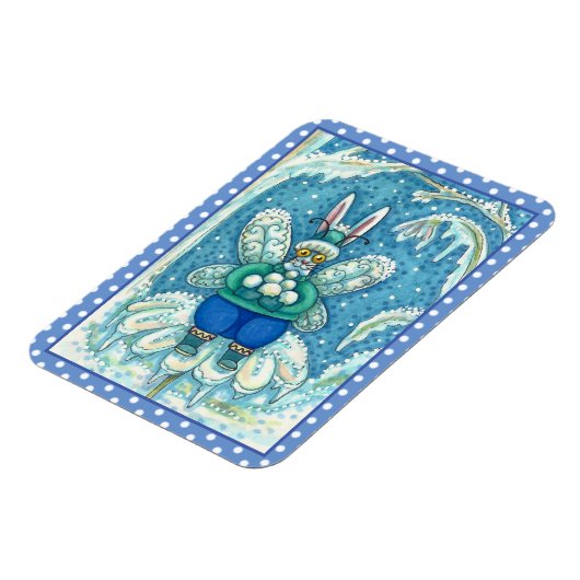 FLUTTERBUN WINTER WONDERLAND, FUNNY BUNNY RABBBIT MAGNET (Linke Seite)