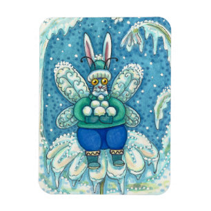 FLUTTERBUN WINTER WONDERLAND, FUNNY BUNNY RABBBIT MAGNET