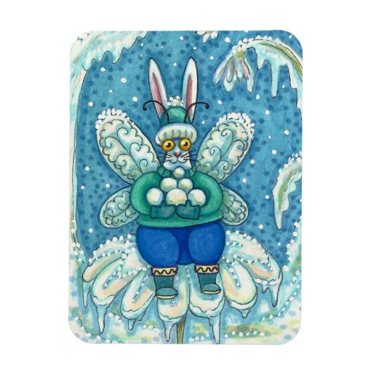 FLUTTERBUN WINTER WONDERLAND, FUNNY BUNNY RABBBIT MAGNET (Vertikal)