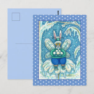 FLUTTERBUN WINTER WONDERLAND, FUNNY BUNNY RABBBIT POSTKARTE