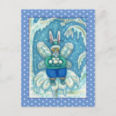 FLUTTERBUN WINTER WONDERLAND, FUNNY BUNNY RABBBIT POSTKARTE (Vorderseite)