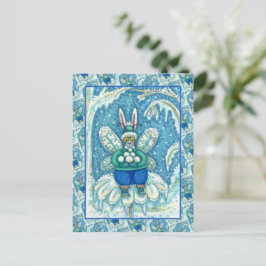 FLUTTERBUN WINTER WONDERLAND, FUNNY BUNNY RABBBIT POSTKARTE (Stehend Vorderseite)