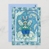 FLUTTERBUN WINTER WONDERLAND, FUNNY BUNNY RABBBIT POSTKARTE (Vorne/Hinten)