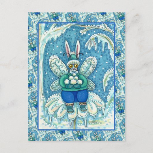 FLUTTERBUN WINTER WONDERLAND, FUNNY BUNNY RABBBIT POSTKARTE (Vorderseite)