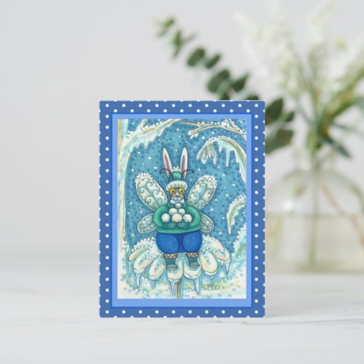 FLUTTERBUN WINTER WONDERLAND, FUNNY BUNNY RABBBIT POSTKARTE (Stehend Vorderseite)