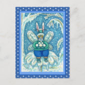 FLUTTERBUN WINTER WONDERLAND, FUNNY BUNNY RABBBIT POSTKARTE (Vorderseite)