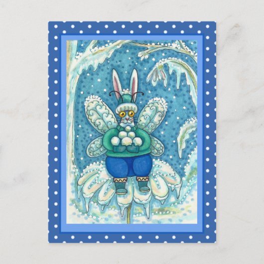 FLUTTERBUN WINTER WONDERLAND, FUNNY BUNNY RABBBIT POSTKARTE (Vorderseite)