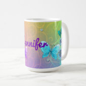 Flutterby Graffiti Jeweled PERSONALISIERT Kaffeetasse (VorderseiteRechts)