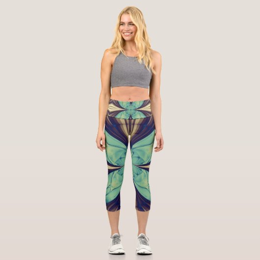Flutterby in Blau Capri Leggings (Vorderseite)