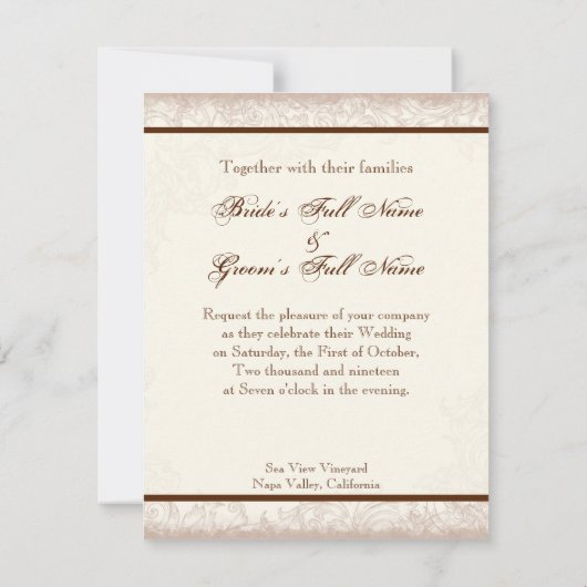 Flutterbyes 'n Rose Elegante Hochzeit Einladung (Rückseite)