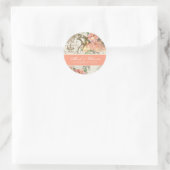Flutterbyes 'n Rose Elegante Hochzeitsticker Runder Aufkleber (Tasche)