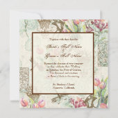 Flutterbyes 'n Tulips Elegante Hochzeit Einladung (Rückseite)