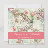 Flutterbyes 'n Tulips Elegante Hochzeit Einladung (Vorderseite)