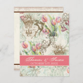 Flutterbyes 'n Tulips Elegante Hochzeit Einladung (Vorne/Hinten)