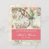 Flutterbyes 'n Tulips Elegante Save the Date Karte (Vorne/Hinten)