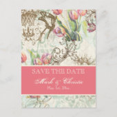 Flutterbyes 'n Tulips Elegante Save the Date Karte (Vorderseite)