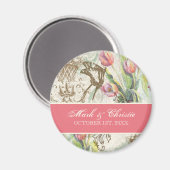 Flutterbyes 'n Tulips Elegante Save-the-Date-Magne Magnet (Vorderseite/Rückseite)