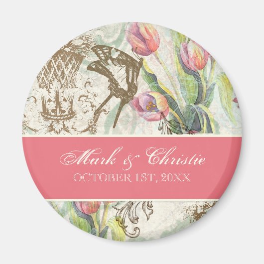 Flutterbyes 'n Tulips Elegante Save-the-Date-Magne Magnet (Vorne)