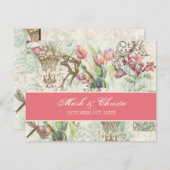Flutterbyes 'n Tulips Elegante Wedding RSVP Card (Vorne/Hinten)