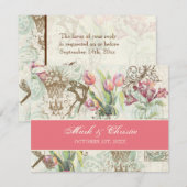 Flutterbyes 'n Tulips Elegante Wedding RSVP Card Karte (Vorne/Hinten)