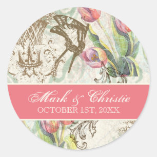 Flutterbyes 'n Tulips Elegante Wedding Stickers