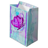 Flutterbys Valentines Folk Art MEDIUM NUR Mittlere Geschenktüte (Rückseite Schrägansicht)