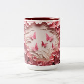Fluttereleganz: 3D-Tasse des Morgenblicks Zweifarbige Tasse (Mittel)