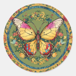 "Fluttering Blooms: Eine Blumensinfonie" Runder Aufkleber