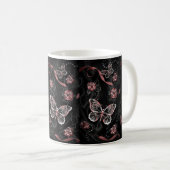 Fluttering Elegance: Black Butterfly Tasse" Kaffeetasse (VorderseiteRechts)