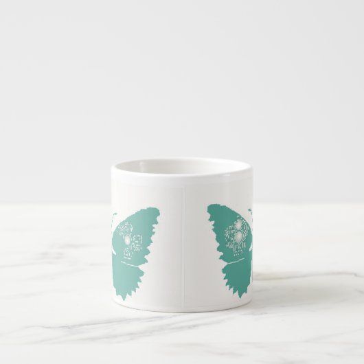 "Fluttering Elegance: Light Seagreen Butterfly Espressotasse (Vorderseite)