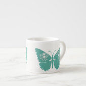 "Fluttering Elegance: Light Seagreen Butterfly Espressotasse (Vorderseite Rechts)
