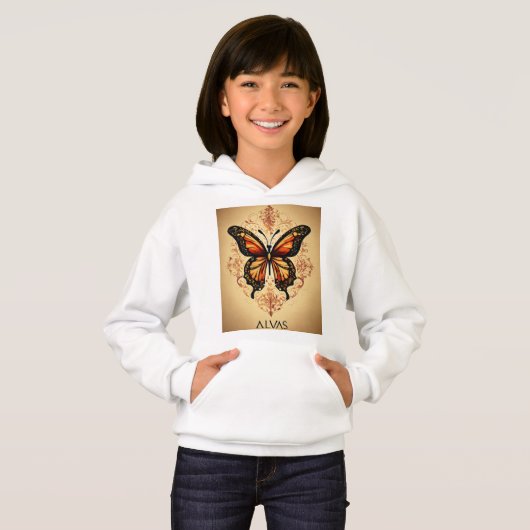 Fluttering Flügel: Künstlerische Schmetterlingsmus Hoodie (Vorne ganz)