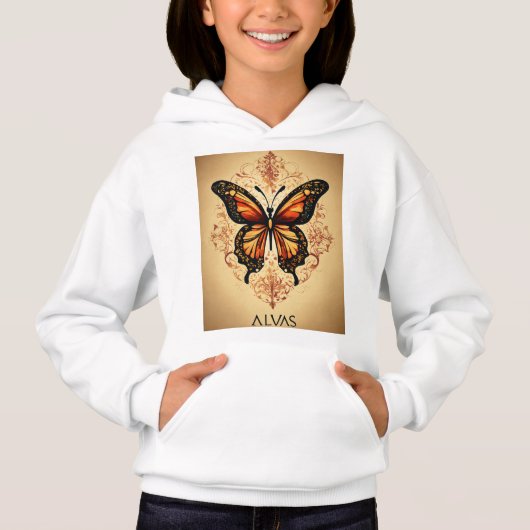 Fluttering Flügel: Künstlerische Schmetterlingsmus Hoodie (Vorderseite)