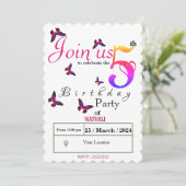 Fluttering Fun Einladung (Stehend Vorderseite)