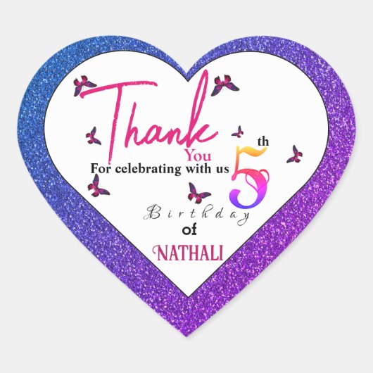 Fluttering Fun Herz-Aufkleber (Vorderseite)