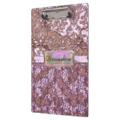 Flux Pink französische Rose Elegantes Monogramm Klemmbrett (Links)